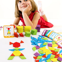 155Pcs Set Geometric Blocks Innovative Fun Early Educational Wooden Puzzle Set for Children