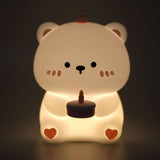 Cute Bear Silicone Night Light for Kids 3 Level Dimmable Nursery Night Light Rechargeable