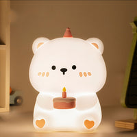 Cute Bear Silicone Night Light for Kids 3 Level Dimmable Nursery Night Light Rechargeable