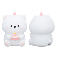 Cute Bear Silicone Night Light for Kids 3 Level Dimmable Nursery Night Light Rechargeable