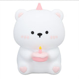 Cute Bear Silicone Night Light for Kids 3 Level Dimmable Nursery Night Light Rechargeable