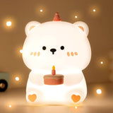 Cute Bear Silicone Night Light for Kids 3 Level Dimmable Nursery Night Light Rechargeable