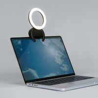 Portable Selfie Fill Light Mini Rotating Clip-On Ring Light for Cell Phone Laptop Photography Black