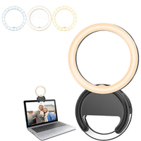 Portable Selfie Fill Light Mini Rotating Clip-On Ring Light for Cell Phone Laptop Photography Black