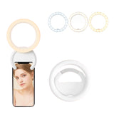 Portable Selfie Fill Light Mini Rotating Clip-On Ring Light for Cell Phone Laptop Photography White