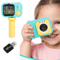 48MP Dual Lens Digital Camera with Tripod Kids Selfie Video Camera Blue