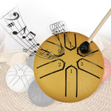 6-Note Rain Drum Mini Steel Tongue Drum Gold