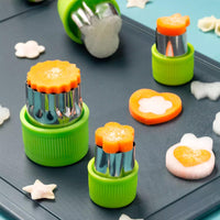 Mini Vegetable Cutter Shapes Set Stainless Steel Biscuit Molds Cookie Pastry Stamps Mold for Kids Baking Green