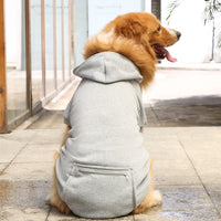 Winter Dog Hoodie Sweatshirts with Pockets Warm Dog Jumper Puppy Clothing Coat Shirt Grey