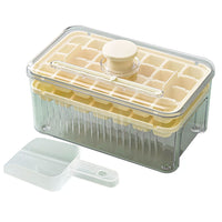 56-Grid Ice Cube Tray with Lid and Scoop 2-Tire Plastic Ice Cube Mold Yellow