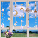 6Pcs Glass Sun Catcher Prism Hanging Ornament Kit with Chain Gold