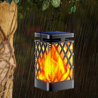 Solar Flickering Flame Lantern Light Diamond Shape Hollowed-Out Lights Patio Deck Yard Decor