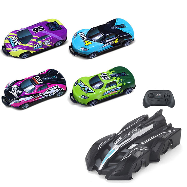 Black Wall Climbing RC Car Remote Control Racing Car Toy with 4Pcs Pull Back Car Toys Kid Xmas Gift