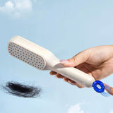 Self Cleaning Hair Brush Anti-Static Massage Comb with Retractable Bristles White