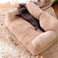 Pet Couch Bed Fluffy Sofa for Medium Small Dogs Cats Coffee