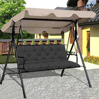 For 2-Seater Garden Seat Back Cushion Outdoor Swing Chair Bench Soft Padded Hammock Patio Black