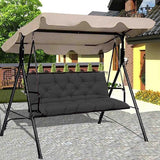 For 2-Seater Garden Seat Back Cushion Outdoor Swing Chair Bench Soft Padded Hammock Patio Black