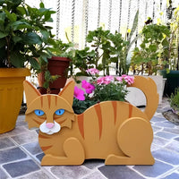 Cat Planter Plant Pots Herb Garden Flower Planter Garden Home Decor Brown