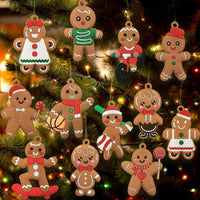 12Pcs Gingerbread Man Decoration Christmas Tree Hanging Pendants Style 2