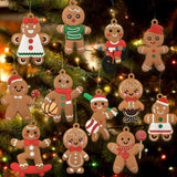 12Pcs Gingerbread Man Decoration Christmas Tree Hanging Pendants Style 2