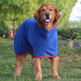 Dog Bathrobe Towel Dog Drying Coat Fast Drying Absorbent Pet Dog Bath Robe Blue