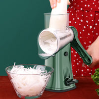 5-in-1Rotary Vegetable Chopper with Handle Hand Crank  Fruit Shredder Kitchen Gadget Green