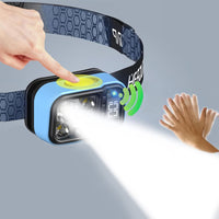 Motion Sensor LED Headlamp with Digital Display Rechargeable Flashlight Head Torch for Camping Fishing Emergency