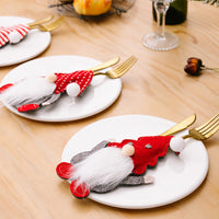 3Pcs Christmas Gnome Tableware Holder Cutlery Bags Set Xmas Party Decor