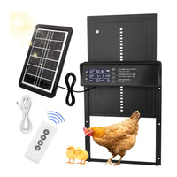 Solar Powered Automatic Chicken Coop Door LCD Display Light Sensor Chicken Door with Remote