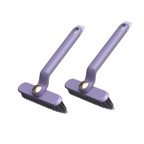 Set of 2Pcs 3-in-1 Rotating Crevice Cleaning Brush Multi-Function Corners Gap Brush for Kitchen Bathroom Purple