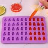 4Pcs Mini 50-Bears Silicone Mould Chocolate Fondant Gummy Animal Jelly Ice Cube Mold with 2 Droppers