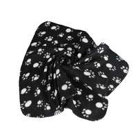 Pet Blanket Dog Paw Print Warm Blankets Soft Sleep Mat Bed Cover for Kitten Puppy Small Animals Black