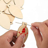 50Pcs Blank Christmas Wooden Slices Light Bulb DIY Unfinished Christmas Wooden Discs Hanging Decorations