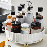 360-Degree Rotating Seasoning Organizer Spice Snack Cosmetic Storage BoxTray Display Stand White