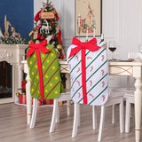 2Pcs Christmas Bowknot Chair Back Cover Dining Chair Slipcovers Xmas Banquet Decorations Green