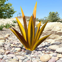 Metal Art Agave Decorative Sculpture 9-Leaf Artificial Plant Decorations Garden  Ornament Gold