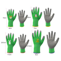 Pair of Kids Gardening Gloves Childrens Yard Work Gloves Latex Coated Garden Gloves Green