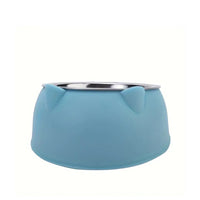 Tilted Dog Food Bowl Stainless Steel Cat Dog Feeder Blue