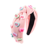 Love Heart Headband for Women Wide Top Knot Headband Hair Accessories Pink