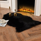 Faux Fur Shaggy Area Rug Floor Mat Living Room Mat Bedroom Home Decor Black