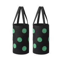 Set of 2Pcs 3 Gallon 12-Planting-Hole Grow Bag with Sturdy Hanging Handle Plant Grow Bag for Strawberry Vegetables Black