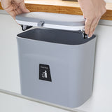 9L Hanging Kitchen Trash Can with Sliding Lid Under Sink Garbage Can Grey