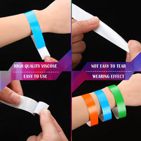 600Pcs Adhesive Paper Wristbands Neon Colored Water-Resistant Hand Bands for Events Party Concert