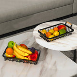 2-Tier Countertop Fruit Basket with Handles Detachable Metal Rack Organizer for Bread Vegetable Fruits