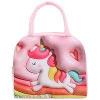 Kids Cute Insulated Lunch Bag 3D Cartoon Meal Tote Bag Pink