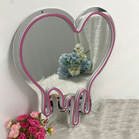 Melting Heart LED Neon Mirror Wall Decor USB Powered Dimmable Neon Light