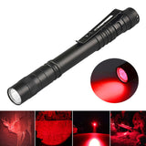 LED Flashlight Clip Mini Light Penlight Pocket Portable Pen Torch Lamp Red