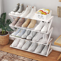 4-Tier Shoe Rack Organizer Space Saving Shoes Organizer for Entryway Bedroom White