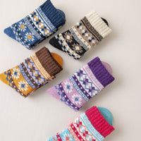 5 Pairs of Knitting Women Socks Winter Warm Vintage Soft Thick Socks Style 2