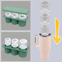 Ice Cube Tray for Stanley 30-40 Oz Tumbler Cup Silicone Hollow Cylinder Ice Mold with Lid for Ice Drink Juice Whiskey Green